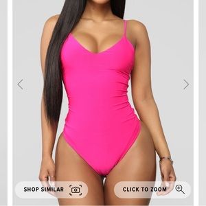 Fashion nova neon pink thong bodysuit